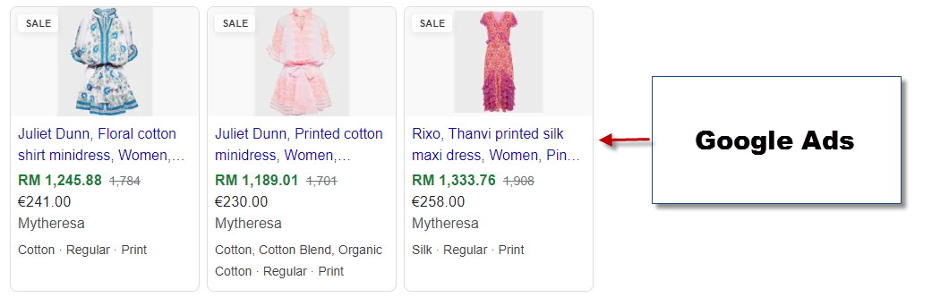 Google Ads listing on top of search page